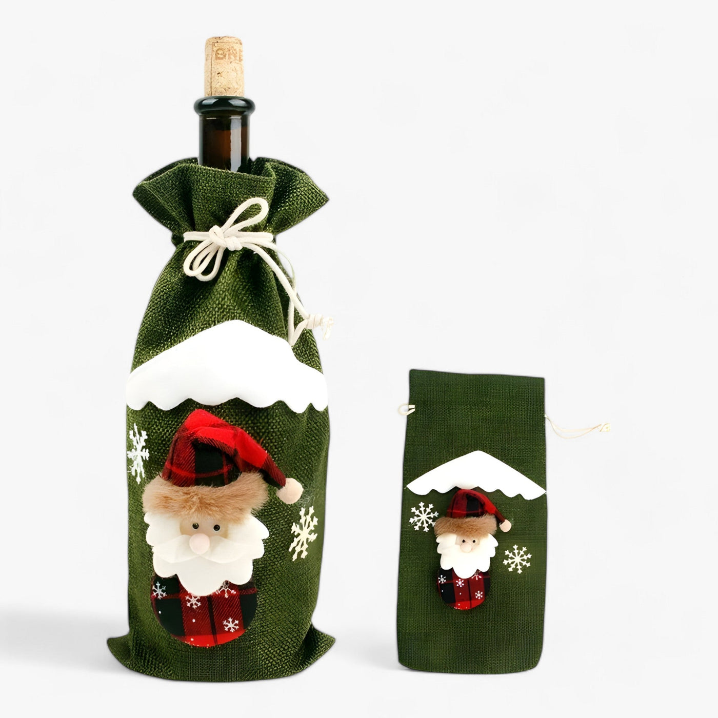 FengRise Decoration | Santa Bottle Cover - Christmas Stocking Gift Holder - Christmas Tableware - New Year's Gift