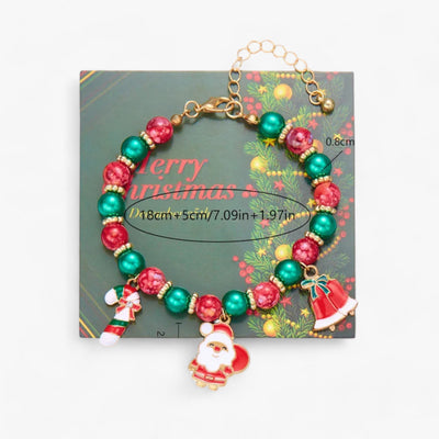 Festive Jewelry | Red and Green Plastic Bead Bracelets – Trendy Christmas Accessories for Men and Women