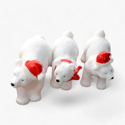 Léo | Set of Miniature Polar Bear Figures - Christmas Decorations and DIY Accessories for Snowy Landscapes