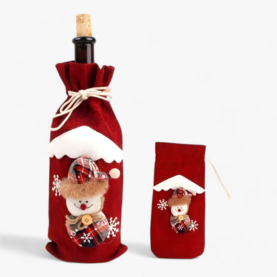 FengRise Decoration | Santa Bottle Cover - Christmas Stocking Gift Holder - Christmas Tableware - New Year's Gift