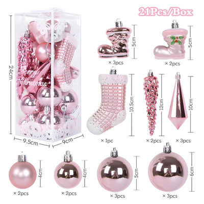 Crystal | 21 pieces Christmas ball ornaments - elegant icicle hangers for decorations