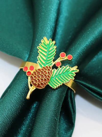 Holiday Elegance | 6 Christmas Napkin Rings with Pine Cones - Perfect