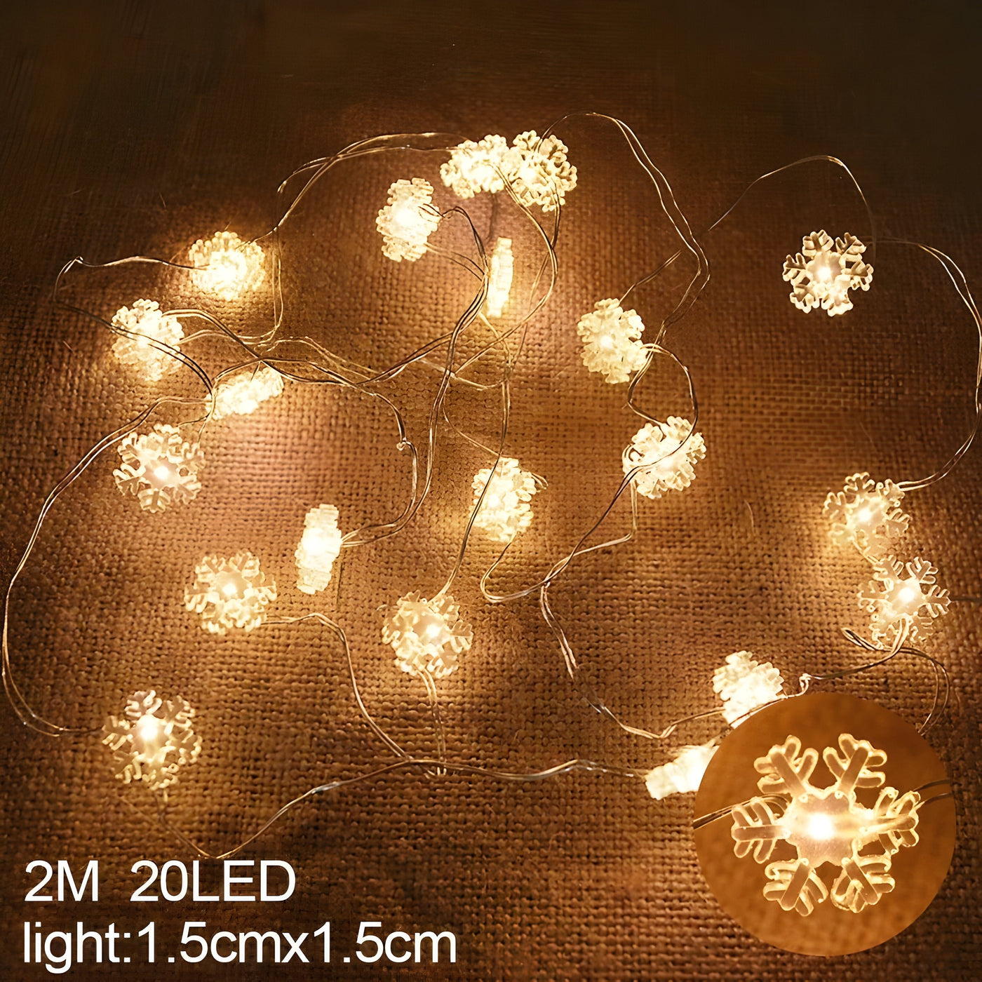 TwinkleLights | LED String Lights 20LED - Illuminate Your Parties with Santa and Snowflakes