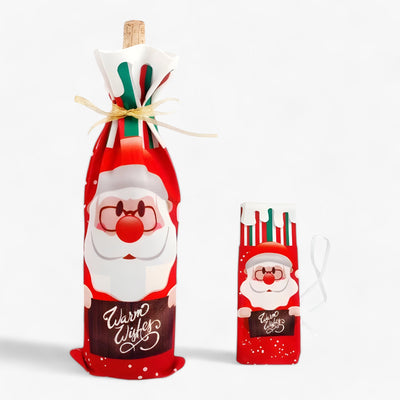 FengRise Decoration | Santa Bottle Cover - Christmas Stocking Gift Holder - Christmas Tableware - New Year's Gift