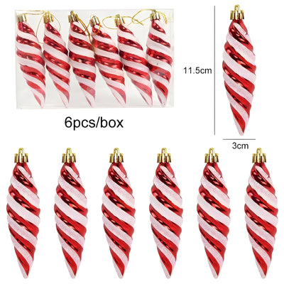 Starry Sky | Set of 6 Christmas Tree Ornaments - Festive Red Candy and Snowflake Decorations