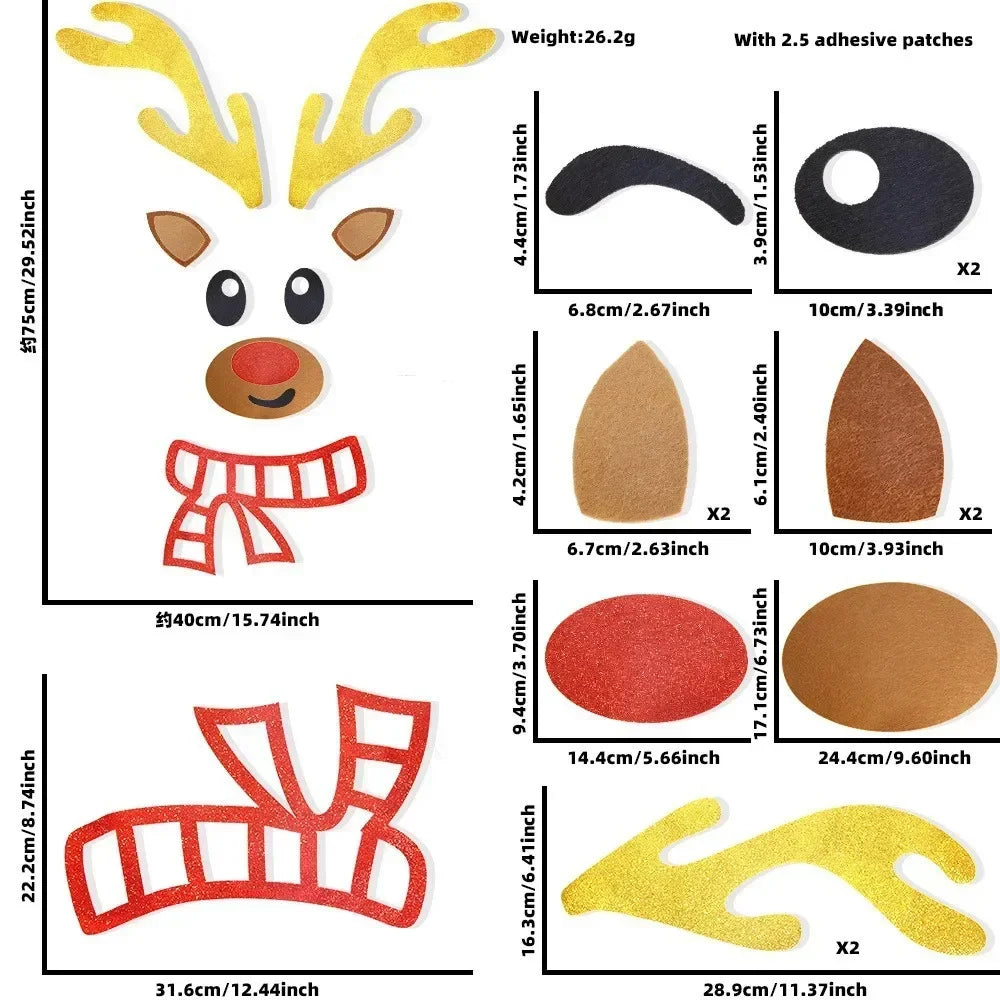 Fristy | Felt Christmas Stickers for Doors and Windows - Festive Decoration for Home