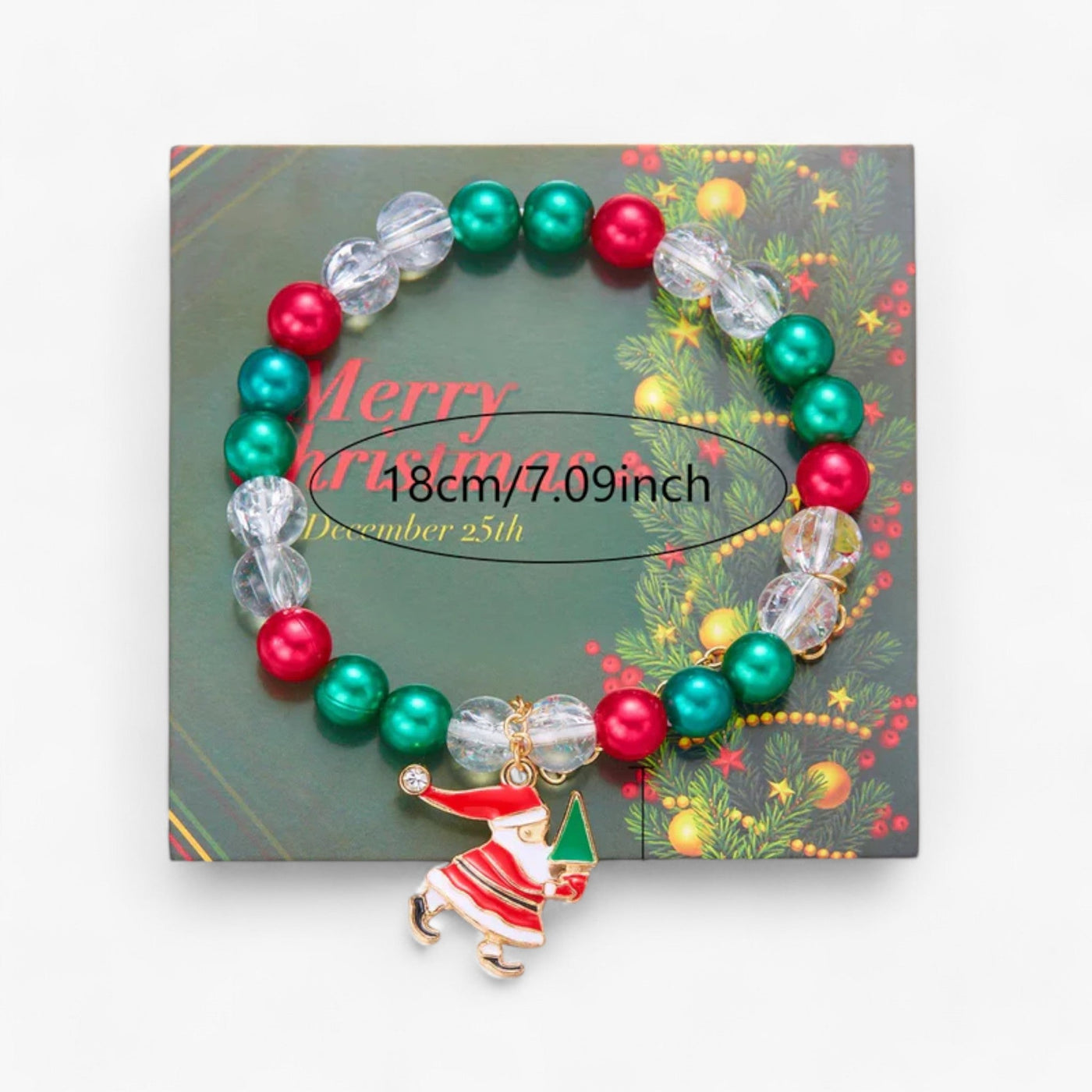 Festive Jewelry | Red and Green Plastic Bead Bracelets – Trendy Christmas Accessories for Men and Women