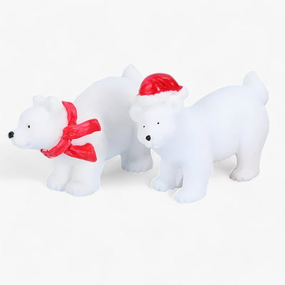 Léo | Set of Miniature Polar Bear Figures - Christmas Decorations and DIY Accessories for Snowy Landscapes