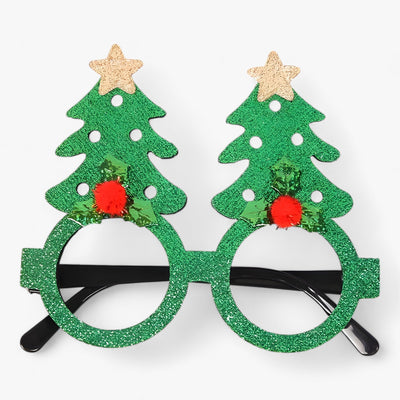 Festive Celebrant | Christmas Glasses with Santa, Christmas Tree, and Snowman - Fun Accessories for Festive Photos