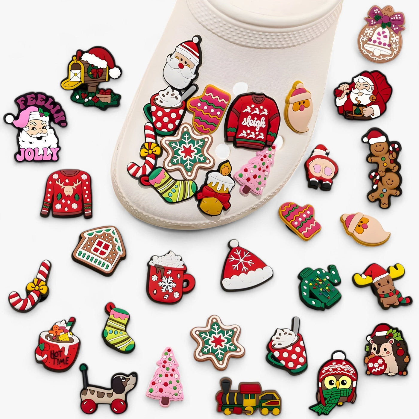 Charms | Festive Christmas Tree and Snowflakes made of PVC - Fun Accessories for Children's Shoes