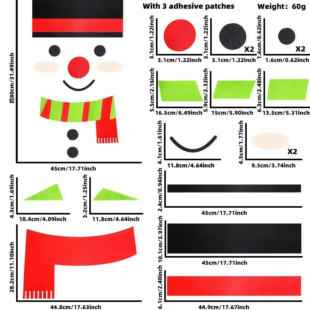 Fristy | Felt Christmas Stickers for Doors and Windows - Festive Decoration for Home