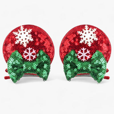 Christmas Hair Accessories | Disney Mouse Ears Hair Clips - Sparkling Fun for the Holidays