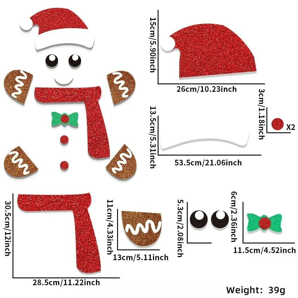 Fristy | Felt Christmas Stickers for Doors and Windows - Festive Decoration for Home