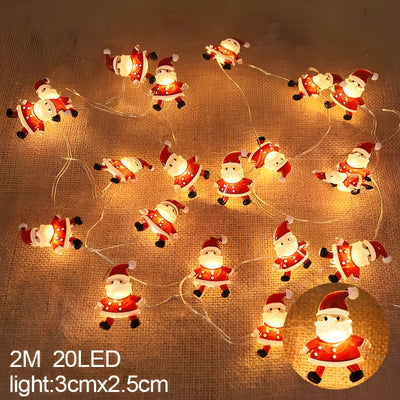 TwinkleLights | LED String Lights 20LED - Illuminate Your Parties with Santa and Snowflakes