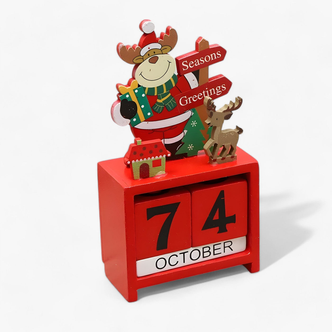 Holiday Countdown Magic | Wooden Christmas Calendar with Santa Claus and Snowman - Add Excitement to Your Celebrations