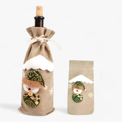 FengRise Decoration | Santa Bottle Cover - Christmas Stocking Gift Holder - Christmas Tableware - New Year's Gift
