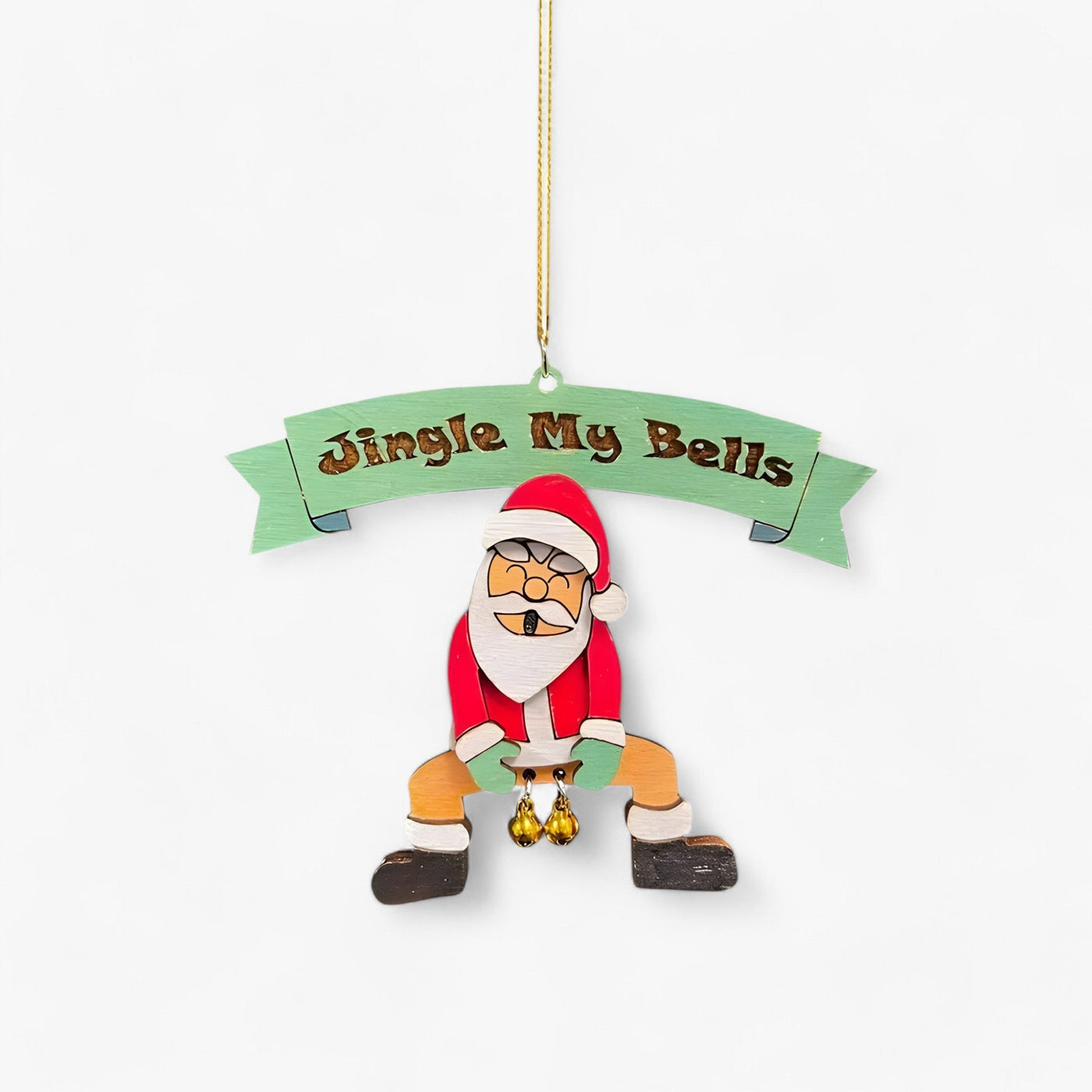 Jingle My Bells | Funny Christmas Ornament - Bell Hanger Santa for Christmas Tree and New Year Decoration