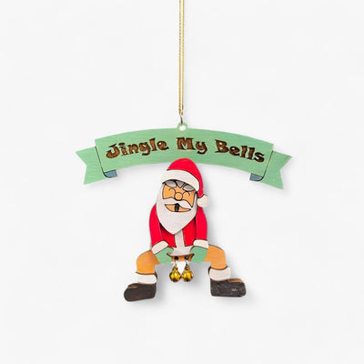 Jingle My Bells | Funny Christmas Ornament - Bell Hanger Santa for Christmas Tree and New Year Decoration