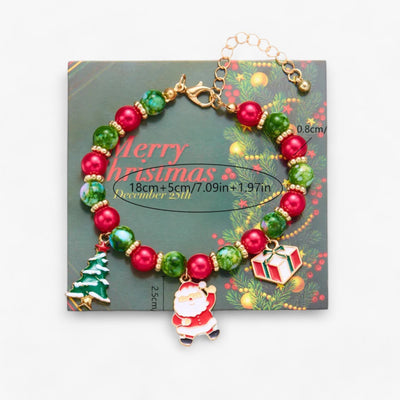 Festive Jewelry | Red and Green Plastic Bead Bracelets – Trendy Christmas Accessories for Men and Women