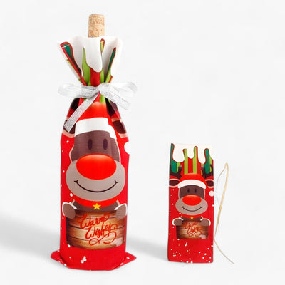 FengRise Decoration | Santa Bottle Cover - Christmas Stocking Gift Holder - Christmas Tableware - New Year's Gift