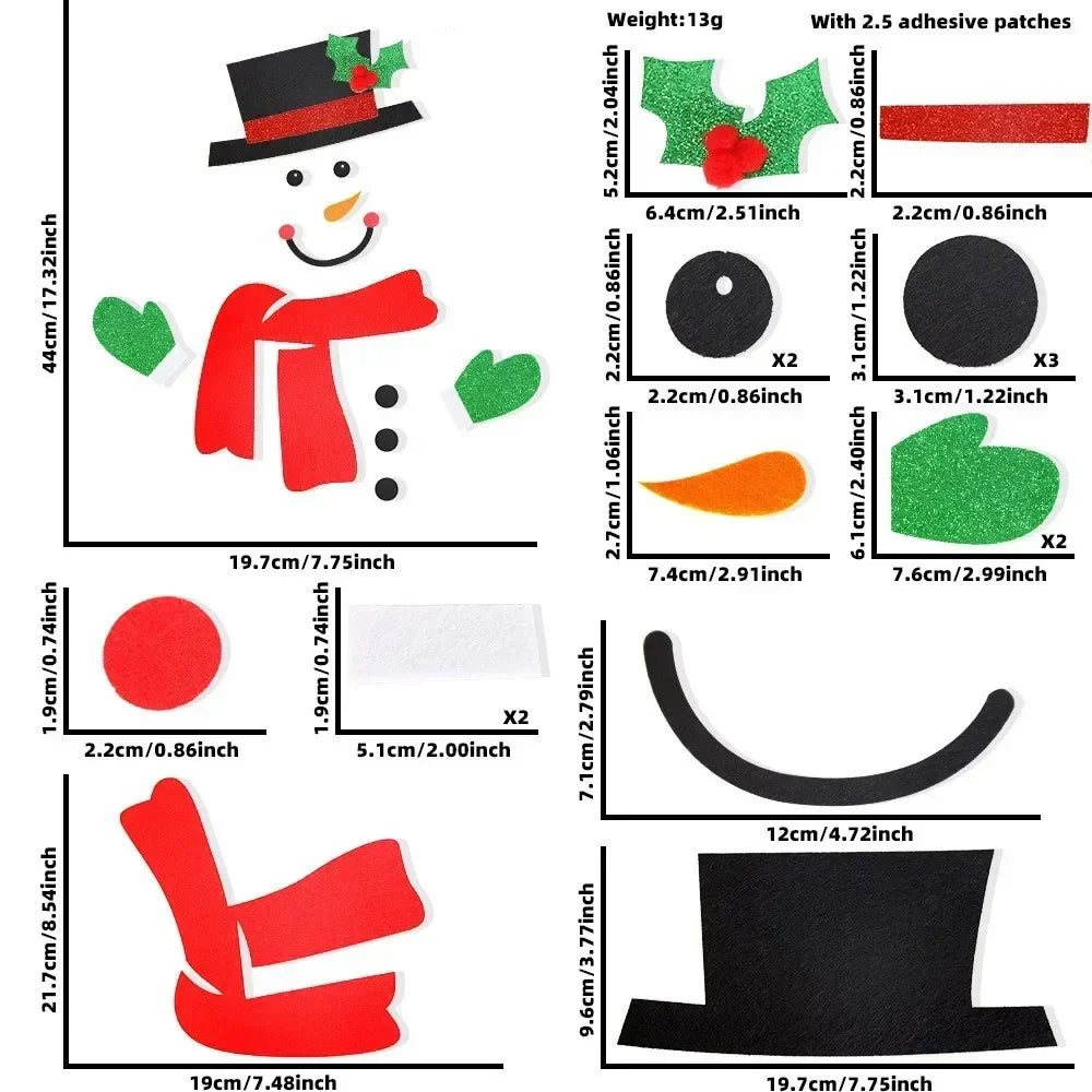 Fristy | Felt Christmas Stickers for Doors and Windows - Festive Decoration for Home
