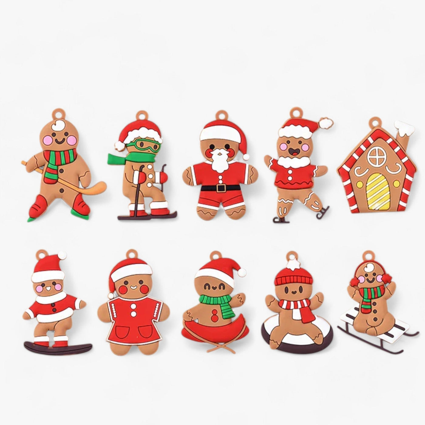 GingerBell | 10 pieces Sport Gingerbread Man Ornaments - Festive Decorations for the Tree
