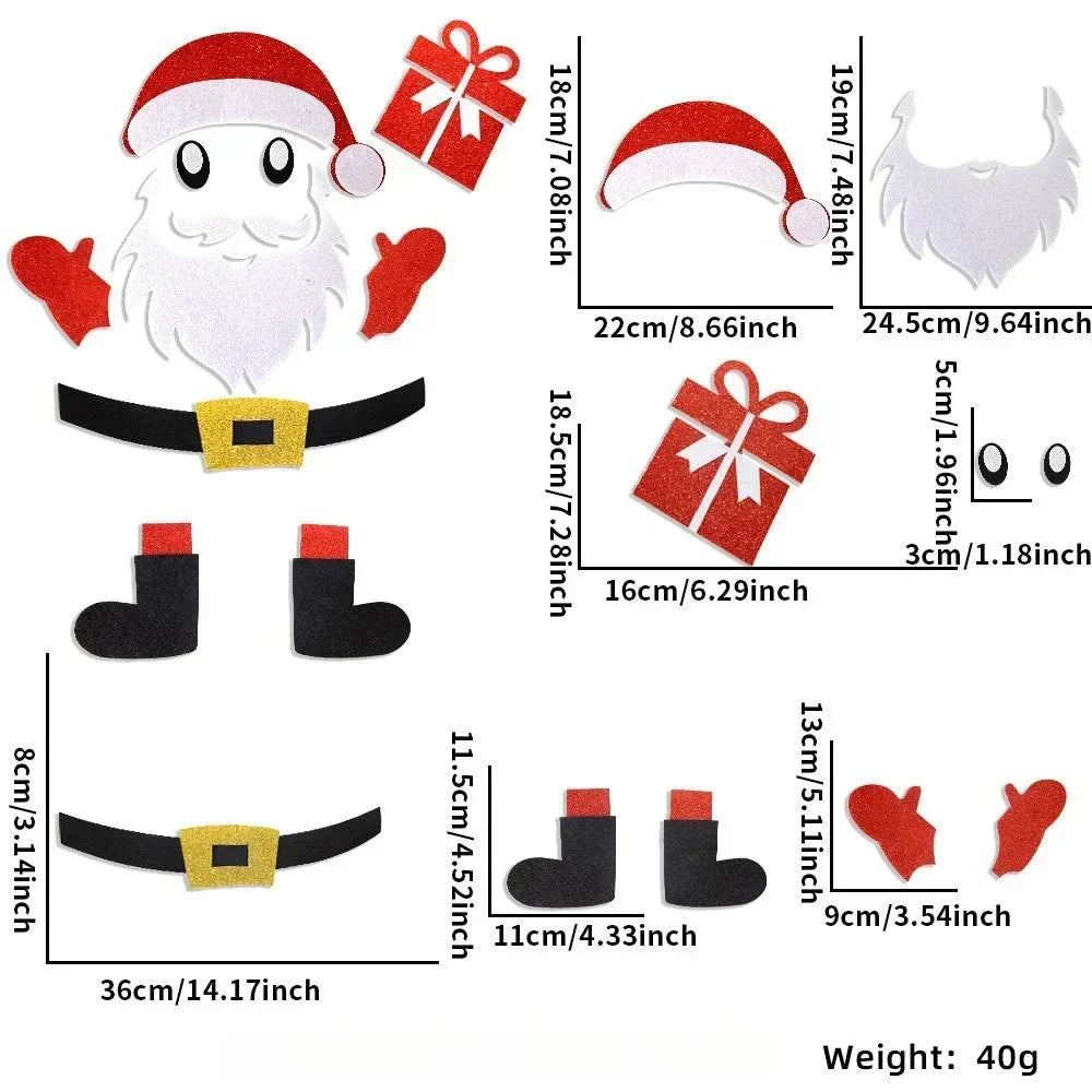 Fristy | Felt Christmas Stickers for Doors and Windows - Festive Decoration for Home