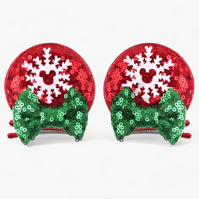 Christmas Hair Accessories | Disney Mouse Ears Hair Clips - Sparkling Fun for the Holidays