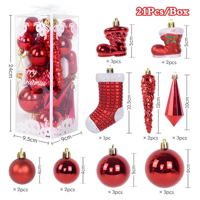 Crystal | 21 pieces Christmas ball ornaments - elegant icicle hangers for decorations