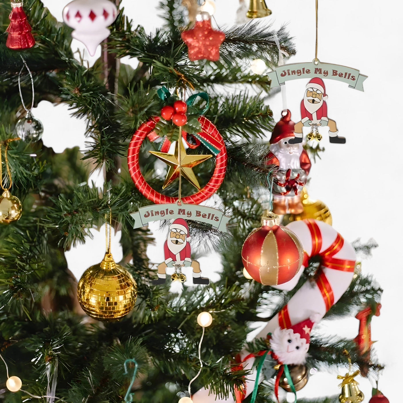 Jingle My Bells | Funny Christmas Ornament - Bell Hanger Santa for Christmas Tree and New Year Decoration
