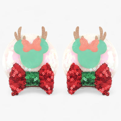 Christmas Hair Accessories | Disney Mouse Ears Hair Clips - Sparkling Fun for the Holidays