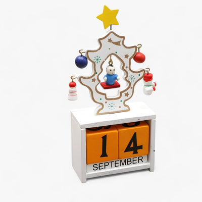Holiday Countdown Magic | Wooden Christmas Calendar with Santa Claus and Snowman - Add Excitement to Your Celebrations